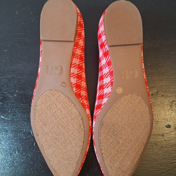 GIANNI BINI Women's Pink & Red Houndstooth Plaid Flats Size 8 1/2 - Picture 10 of 11